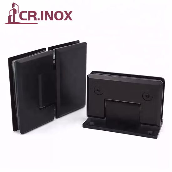 マットブラックシャワードアヒンジ壁ガラスフレームレスガラスハードウェアシャワードアピボット固定ヒンジ